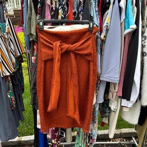 Fuzzy Orange Knit Skirt